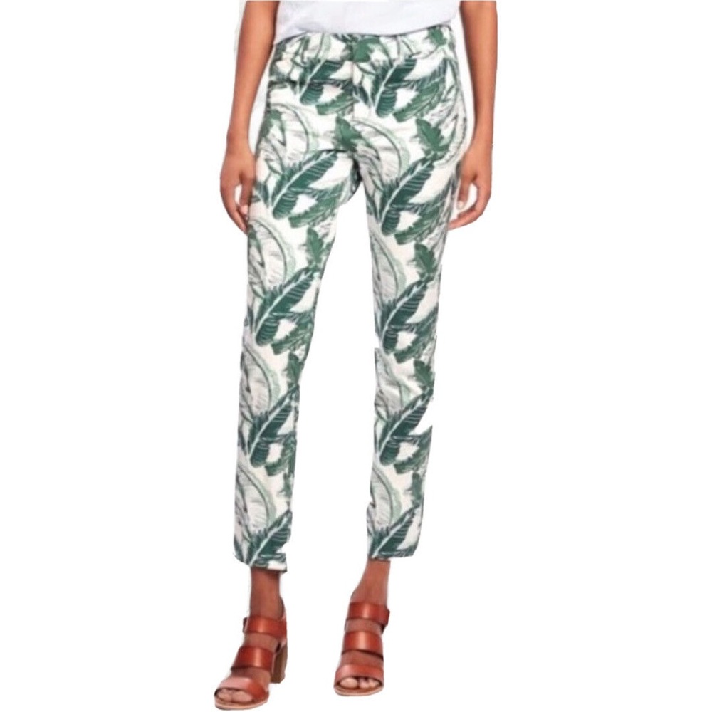 Tropical Leaf Print Pixie Skinny Ankle Pants